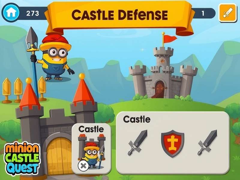 Minion Castle Quest gameplay screenshot showing castle defense mechanics